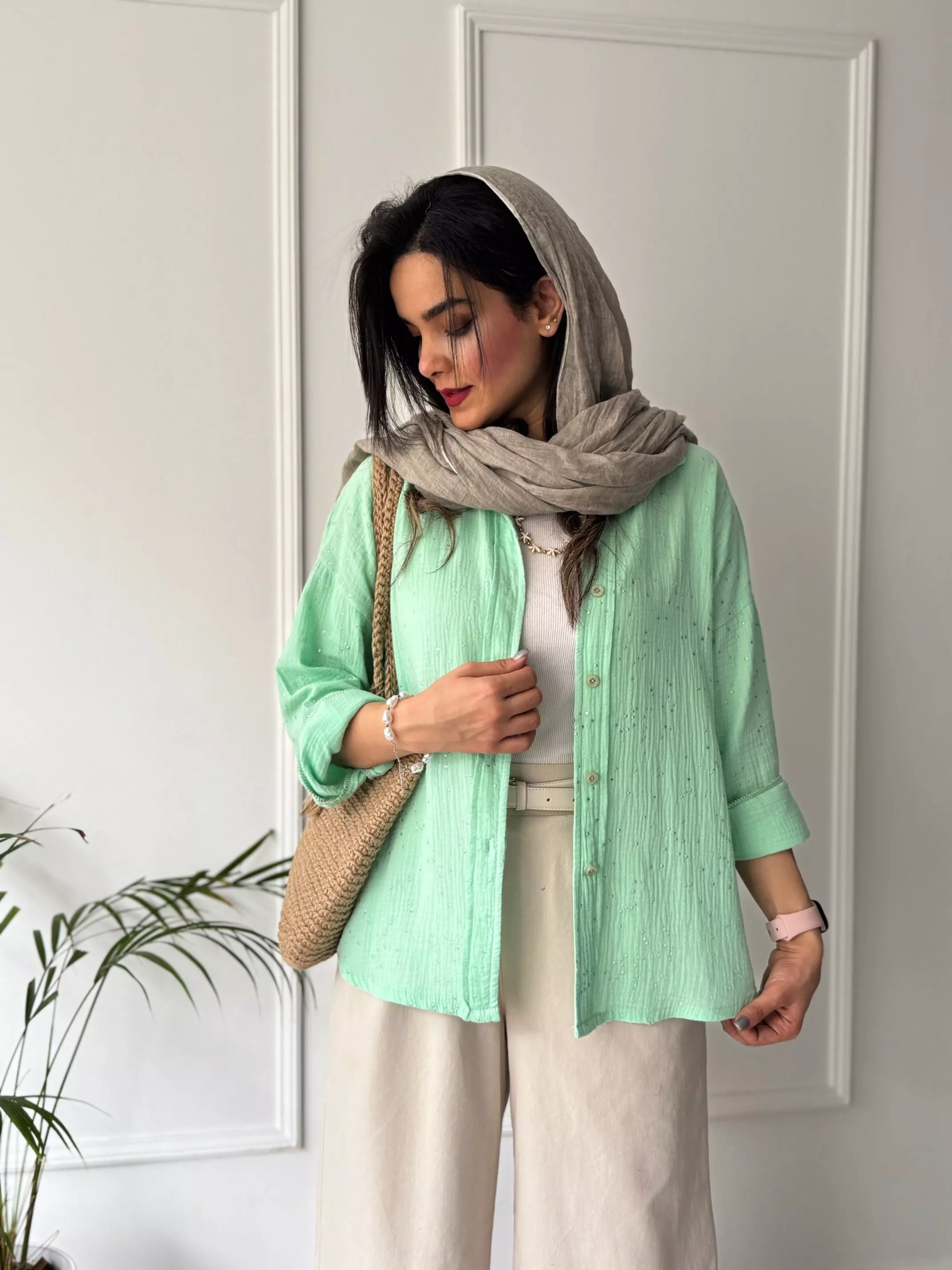 مانتو شومیزی پاستیلی میلانی